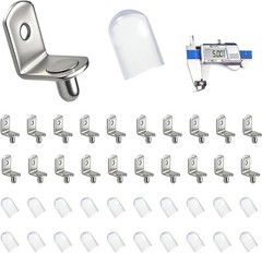 5mm L-Shaped Metal Shelf Support Pegs, 20PCS Shelf Pins Kit with 20PCS Protectiv