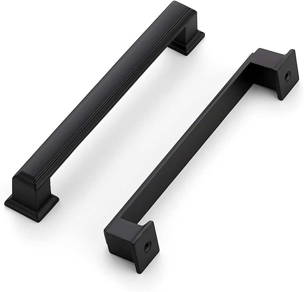 Matte Black Cabinet Pulls, 5 Inch (128Mm), 10 Pack | Zinc Alloy Handles, Square