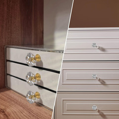 10 Pcs Crystal Cabinet Knobs 24 mm Drawer Pulls Crystal Drawer Knobs for Cabinet