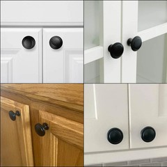 12 Pack Black round Cabinet Hardware Knobs 1.18 Inch Flat Pulls Knob with Screws