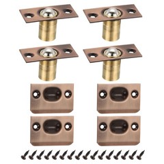 4 Pack Closet Ball Catch Door Hardware with Strike Plate & Screw, Copper Tone