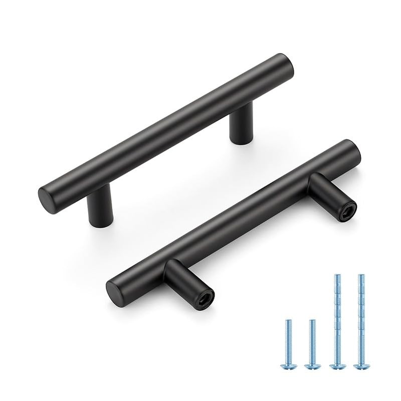 Black Cabinet Handles 3 Inch Hole Spacing 3 Inch Hole Center 30 Matte Black