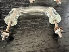 6 Antique Glass Cabinet Pulls, Drawer Handle Knob Furniture Original Vintage Set