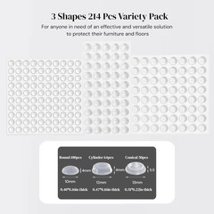 Cabinet Door Bumpers 4Mm/5.5Mm Thick – 3 Shapes 214 Pcs Variety Pack with Self-A