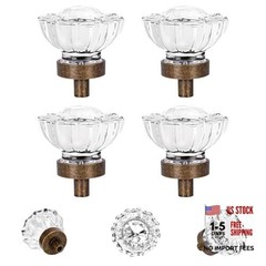 4 Pack Crystal Glass Cabinet Knobs, Vintage Antique 4 Pack (36mm) Aged Bronze