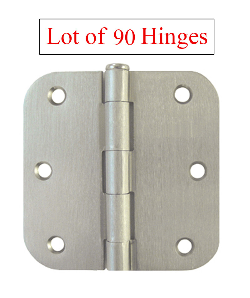 90 Satin Nickel 3.5″ X 3.5″ w 5/8″ Radius Round Corner Door Hinges Interior 3 in