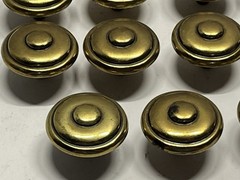 Vintage Lot (29) NOS KBC Round Brass Plated Drawer/Cabinet Fixed Knobs