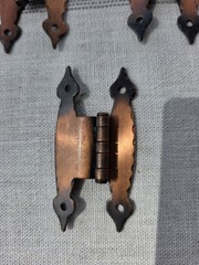 Lot VTG Smooth Scalloped Copper Colonial Cabinet Hinges Rustic Hardware 3.5″ 9pc