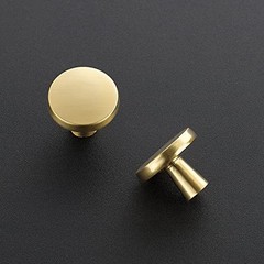 30 Rustic Kitchen Knobs – Gold Round Pulls – Solid Design for Cabinets