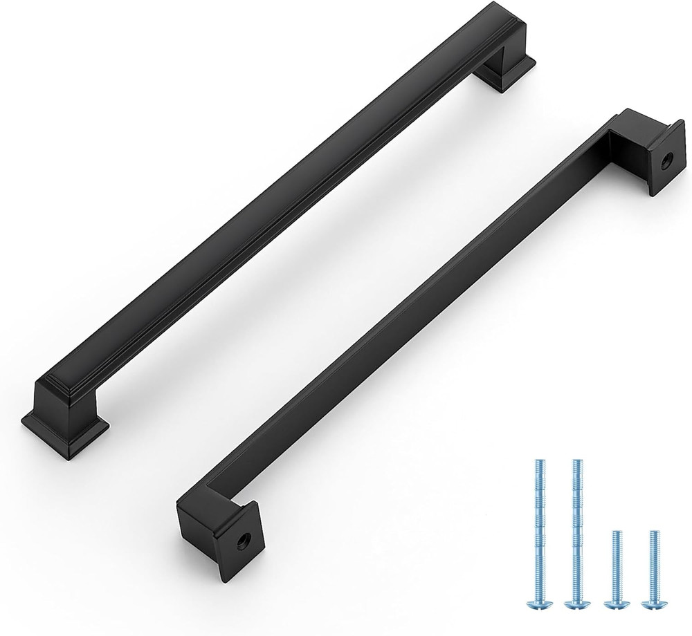30 Pack Matte Black Cabinet Pulls, 7-1/2 Inch (192Mm) Hole Center Zinc Alloy Dra