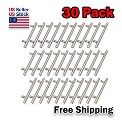 30Pack Brushed Nickel Kitchen Cabinet Pulls Stainless Steel Drawer T Bar Handles