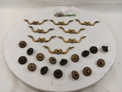 Lot of 8 VTG Drop Bail Pull Handles /16 Rosettes CTC 5″ Bronze Finish Dresser