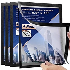 4Pcs Magnetic Signs Holder, For 8.5″ x 11″ Letter, Sturdy 4 Pcs- 8.5″×11″ black