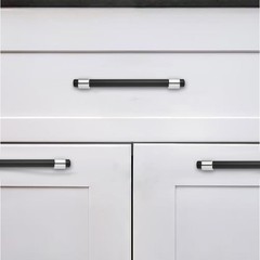 khtumeware 12 inch 5 Pack Matte Black/Polished Chrome Cabinet pulls Alloy, Ki…