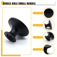 Unlorspy 12 Pcs Matte Black Round Kitchen Cabinet Knobs, 30mm/1.18 inch