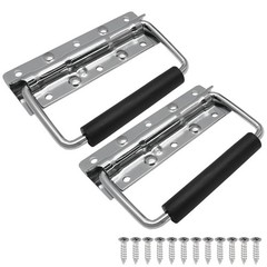 Spring Loaded Handle with Rubber Grip – 2 Pack, Silver Finish