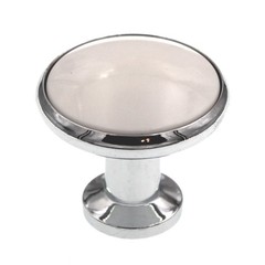 Amerock 14351WCH Polished Chrome 1 3/16″ Knob Pull with White Ceramic Center