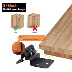 3/8 Inch Inset Cabinet Hinges Matte Black Self Closing Heavy Duty 2 Packs For Fu