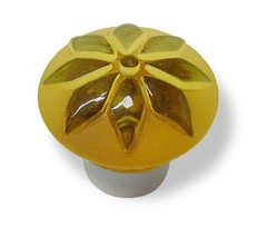 (As-Is) (12 Pack) 1-3/8″ Glass Flower Knob Amber with Satin Nickel