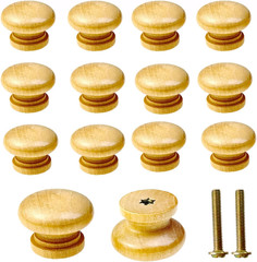 20 Pack Wooden Drawer Knobs Round Mushroom Pulls for Cabinets Dressers Furniture