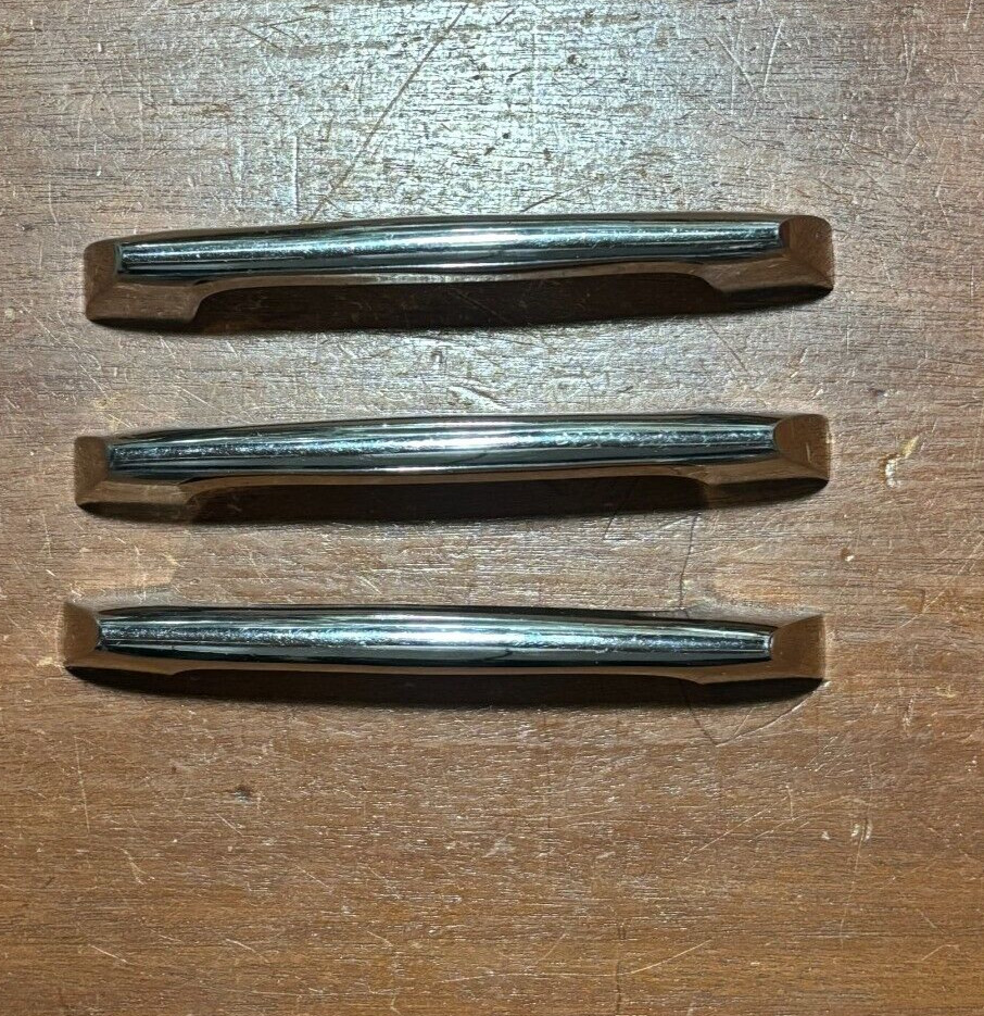 3 Vintage Chrome 4 13/16″ Cabinet Drawer Pulls 4″ CTC