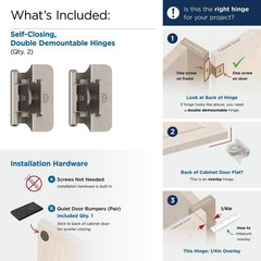 Satin Nickel 1/4 In. (6 Mm) Double-Demountable Inset Hinge (2-Pack)