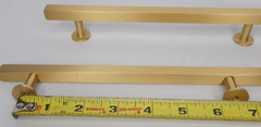 8 1/2in 2 Pack Solid Brass Cabinet Handles 6 1/2 in Hole Center Brushed Brass