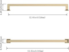 Cabinet Handles Drawer Pulls 12.6 inch 320mm Brushed Brass 10 Pack Kitchen Bar