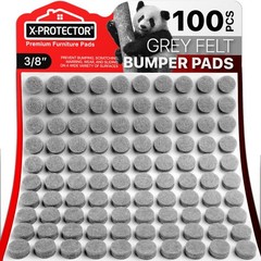 Cabinet Door Bumpers X-Protector 100 PCS – Small Felt Pads 3/8 inches, Grey