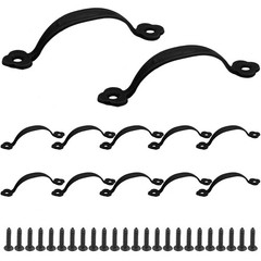 12 PCS Black Barn Door Handles Zinc Alloy Gate Pulls 2.64×3.15 Inch Cabinet