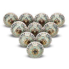 FURNISHFUL FINESSE Gold Knobs for Cabinets Assorted Pack of 6, Light Green
