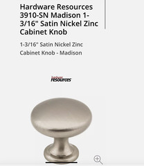 Hardware Resources Elements Madison Knob Satin Nickel 1-3/16-In 3910-SN