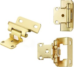 4 Pack (2 Pairs) 1/2″ Overlay Cabinet Hinges, Gold Self-Closing Semi-Concealed P