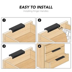 6 Pack Finger Pulls for Cabinets 80mm/3.15″ Length Black Edge Pulls Matte Bla…