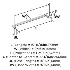 Ballard 101/16 Inch 256mm Polished Chrome Cabinet Drawer Pull Handle BP3764826
