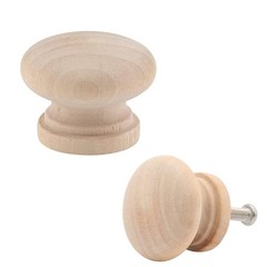 30 Pcs round Wooden Cabinet Knobs 1-1/8″ (28Mm) Unfinished Wooden Pulls K
