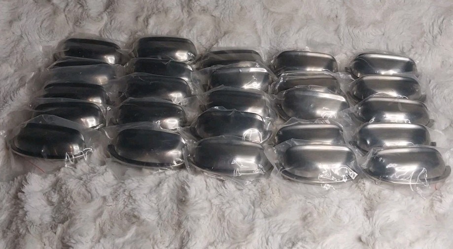 Cabinet Drawer Pulls – Set of 25 – Cup Style – Metal Nickel Color – NIP