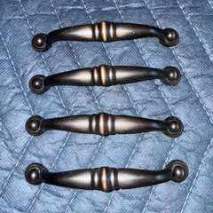 Traditional Oiled Bronze Gold Metal Cabinet Drawer Handle Pulls, Set of 4