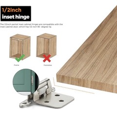 Ravinte 50 Pack 25 Pairs 1/2 Inch Overlay Cabinet Door Hinges Kitchen Satin Nick