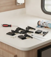 RV Drawer Cabinet Door Latches and Catches, 8 Pack, Black ABS, Screws Tape