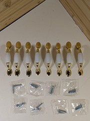 Porcelain Drawer And Cabinet Handles With Hardware Set Of 8. Pre Owned Good…