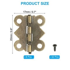 Small Jewelry Box Hinge 3/4 inch, 8 Pack 180-degree Butterfly Hinge, Brown