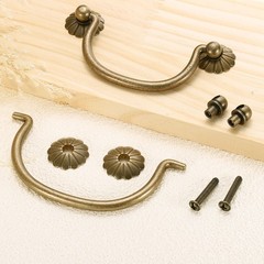 6Pcs, 3.15″ Brass Drawer Pulls and Knobs w/ Double Mounting Holes Bronze