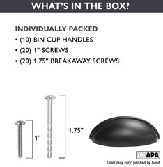 Black Kitchen Cabinet Pulls – 3 Inch Hole Center Bin Cup Drawer Handles 10 Pack