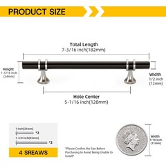 10 PCS 5 Inch Black Brushed Nickel Cabinet Pulls Heavy Duty Zinc Alloy Drawer