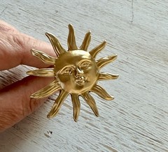 4 Metal Gold Sun Drawer Knob 2” Gold Celestial Sun Cabinet Knobs Pulls Vintage