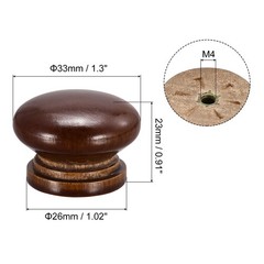 8pcs Round Wood Knobs 33x23mm Pull Handles for Drawer with Screws Dark Brown