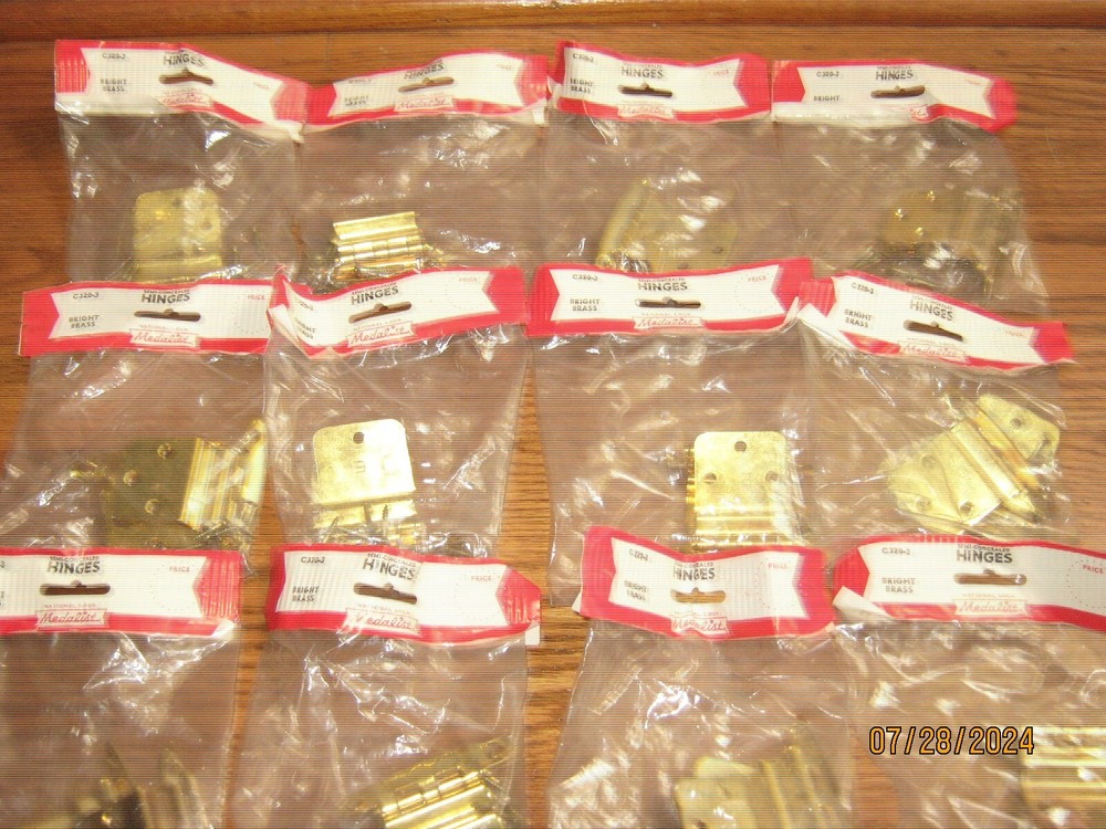 Lot of 12 National Lock Cabinet Semi Concealed Hinge C320-3 U.S.A. Brass Plated