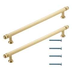 Set of 2 Gold Finish Drawer Handle Sturdy Zinc Alloy Pull for Home Use