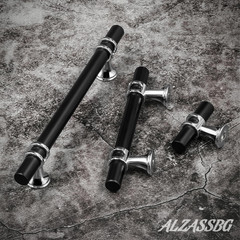 Alzassbg 10 Pack Matt Black and Silver Cabinet Knobs, 2 Inch(50mm) Cabinet Hardw